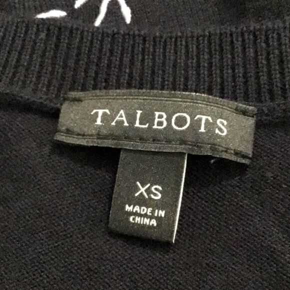 Talbots Nautical Embroidered Theme Navy Blue Long Sleeve Crew Knit Sweater - Picture 11 of 12